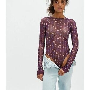 NWOT Free People Up All Night Printed Bodysuit